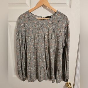 Women's Floral Green Top LTX Sportswear USA Size Medium Hippie Boho